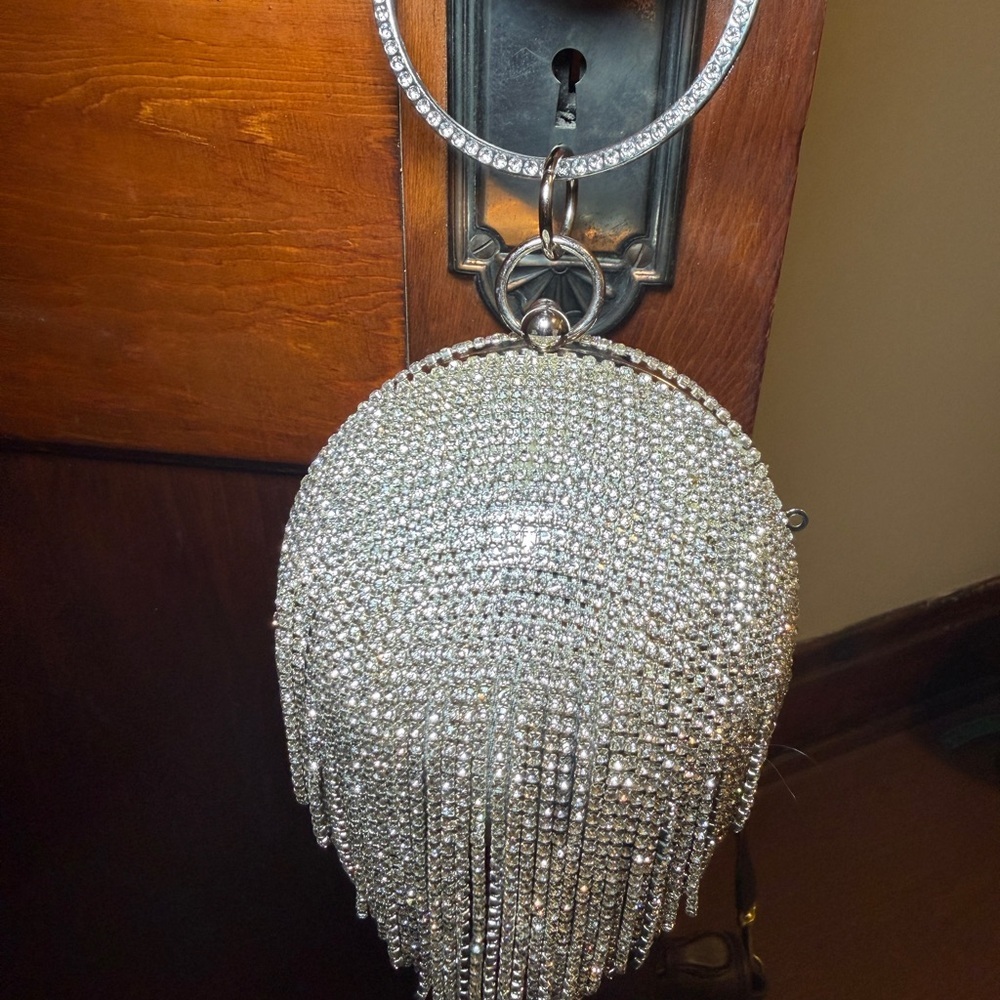Elegant Silver Crystal Clutch